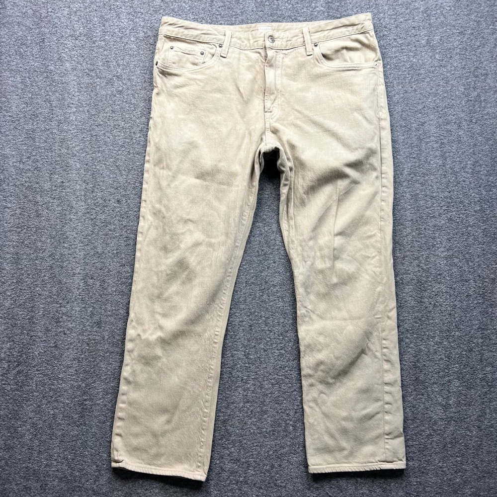 Bonobos‎ Travel Jeans Mens 38x30 Tan Fits 37x30 Straight Leg Cotton Made USA